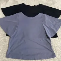 Chez toi・GLOBAL WORK フレアスリーブ Tシャツ 2色セットのサムネイル