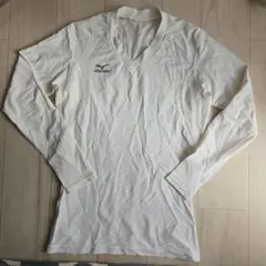 Mizuno ホワイト 長袖 Vネックシャツ