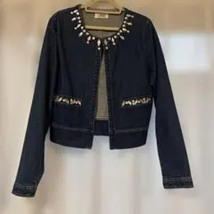 最終値下げ【美品】デニムジャケット ビジュー付き Lサイズ - メルカリ