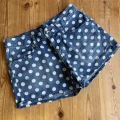 GU レディースS ショートパンツ ジュニア ドット デニム ミニ 春夏 キッズ