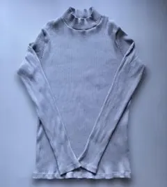 ユニクロ UNIQLO ハイネック リブカットソー 長袖 ベージュL