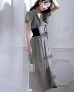 SNIDEL ウエストリブシアーワンピース　ギンガムチェック