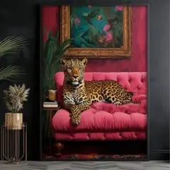 ヴィンテージ　ポスター　アート　モダン　ミッドセンチュリー　北欧　虎　玄関　A3