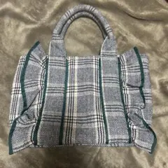 MIAN フリルトートバッグ　チェック柄