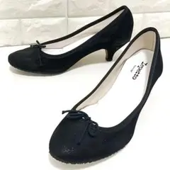 【美品★ヒール高5cm】repetto　リボン レザー パンプス　ブラックのサムネイル