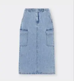 GU♪デニムカーゴロングスカート　ライトブルー　S
