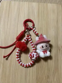 ラブブ キーリング(赤) らぶぶ Labubu キーホルダー 大人気 可愛い