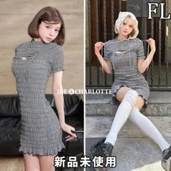 ダーリッチ darich リボンシャーリングギンガムミニワンピース BLK FL