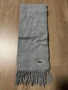 グレー ウール マフラー フリンジ付き