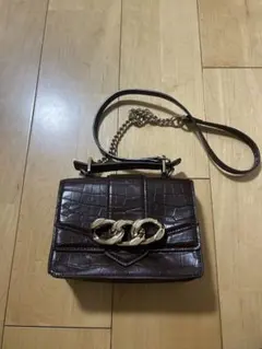 ZARA クロコダイル風ショルダーバッグ　ブラウン