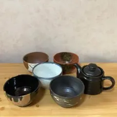 美濃古窯　土の器　吾山窯　ポット付茶漬揃　YH-21720のサムネイル