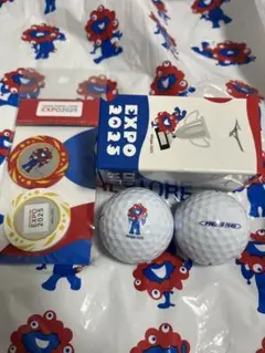 ミャクミャク　ゴルフボール2個とゴルフマーカーセット　万博限定販売　コンペ景品