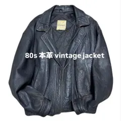 80s 本革 ライダース ビンテージ 短丈ジャケット