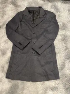 グレー チェスターコート ウール混紡75