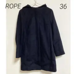 0613 ROPE ロペ フード付き ネイビー ウールコート 36
