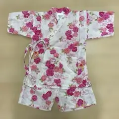キッズ 甚平 110サイズ 花柄 ピンク