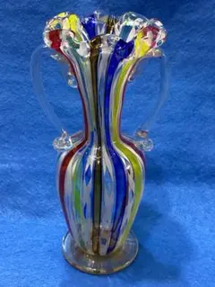大型40cm マルティグラス ガラス花瓶 フラワーベース ヴィンテージ