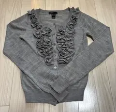 MNG BASICS グレー フリル カーディガン S