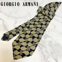 N39【幅広】GIORGIO ARMANI★ネクタイ 総柄 ブラック ゴールドのサムネイル