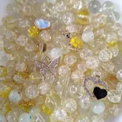 ガラスビーズ アクリルビーズ ミックス 黄色 メタル まとめ売り