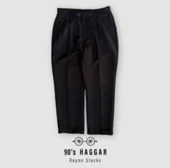 90s HAGGAR Rayon Slacks Black