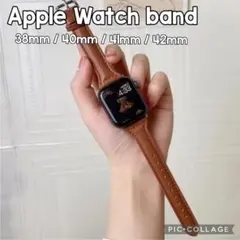 【新品】AppleWatch ブラウン レザー バンド アップルウォッチ 茶色