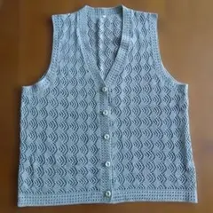 グリーン レース編み ニットベスト