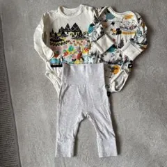 MOOMIN 長袖ロンパース2枚とパンツセット 68/74 かわいいベビー服のサムネイル