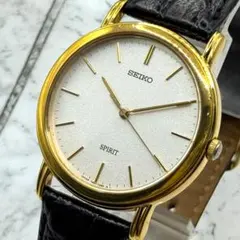 美品 稼働品 SEIKO クォーツ 新品電池 ラウンド メンズ 腕時計 