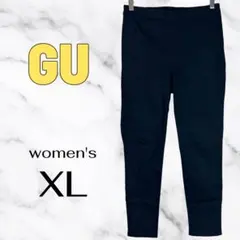 極美品✨【GU】スーパーストレッチクロップドレギンスパンツ　細見え　紺　XL
