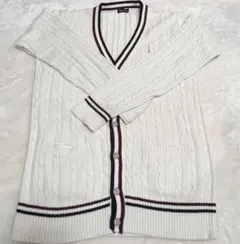 【春物お値下げ】 EASTBOY カーディガン 白✕赤青ライン