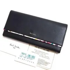 新品 ポールスミス 長財布 花柄トリム レザーウォレット 定価27500円 黒