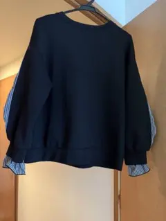 黒 ストライプ袖 スウェット