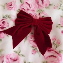 ベロア調♡リボン赤バレッタ