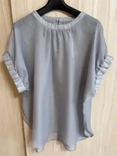 【新品】半袖　シアーブラウス　Tブラウス　ブルー