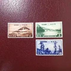 銭単位切手 (概ね美品) 国立公園シリーズ 2次富士箱根 タトウ付き小型シート 銭単位切手 (レア) 国立公園シリーズ 2次富士箱根 タトウ付き