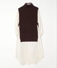 AMERI アメリ コンビワンピース ニットドッキング ロング丈 レイヤード風