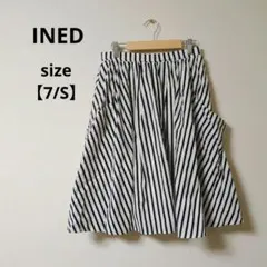 ★美品★INED ストライプ フレアスカート ひざ丈【7/S】