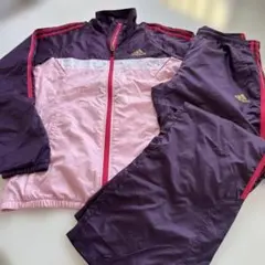 アディダス レディース М ウインドブレーカー 上下 裏メッシュ 薄手 ピンク