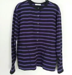 FREAK'S STORE カーディガン パープル×ブラック ボーダー Fサイズ