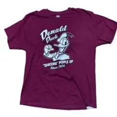 Disney ドナルドダック Tシャツ XL Hanes BEEFY-T エンジ