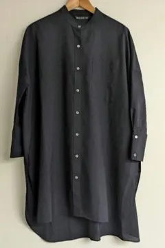 mizuiro ind ミズイロインド バンドカラー ロングシャツ ネイビー