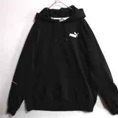 A89　PUMA　スウェットパーカ　XL　黒　裏地メッシュフード　US古着