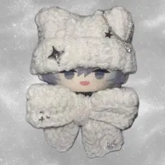 10cm にじぱぺっと ネコ耳 ニット帽 ミニ リボンマフラー ぬい服 セット