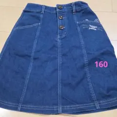 メゾピアノジュニア　 デニムスカート 160サイズ 猫耳刺繍