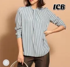 【美品】ICB ボウタイブラウス ストライプ柄のサムネイル
