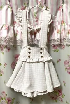 LIZLISA】 リズリサ　はしごリボンギンガムティアードスカパン　ピンク