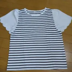 earth ボーダートップス ビジュー付き