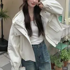 (完売品)新品SHEIN ブルゾン白　春服アウター