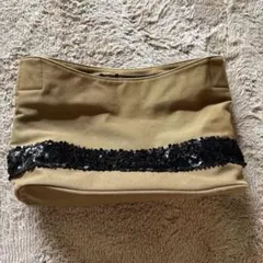 ベージュ キャンバス トートバッグ スパンコール装飾のサムネイル